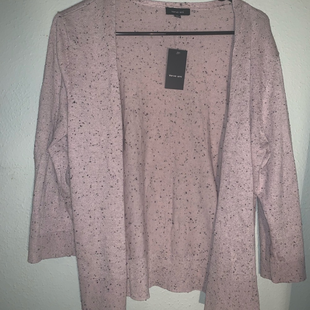 Cute pale pearl classic open front cardigan.